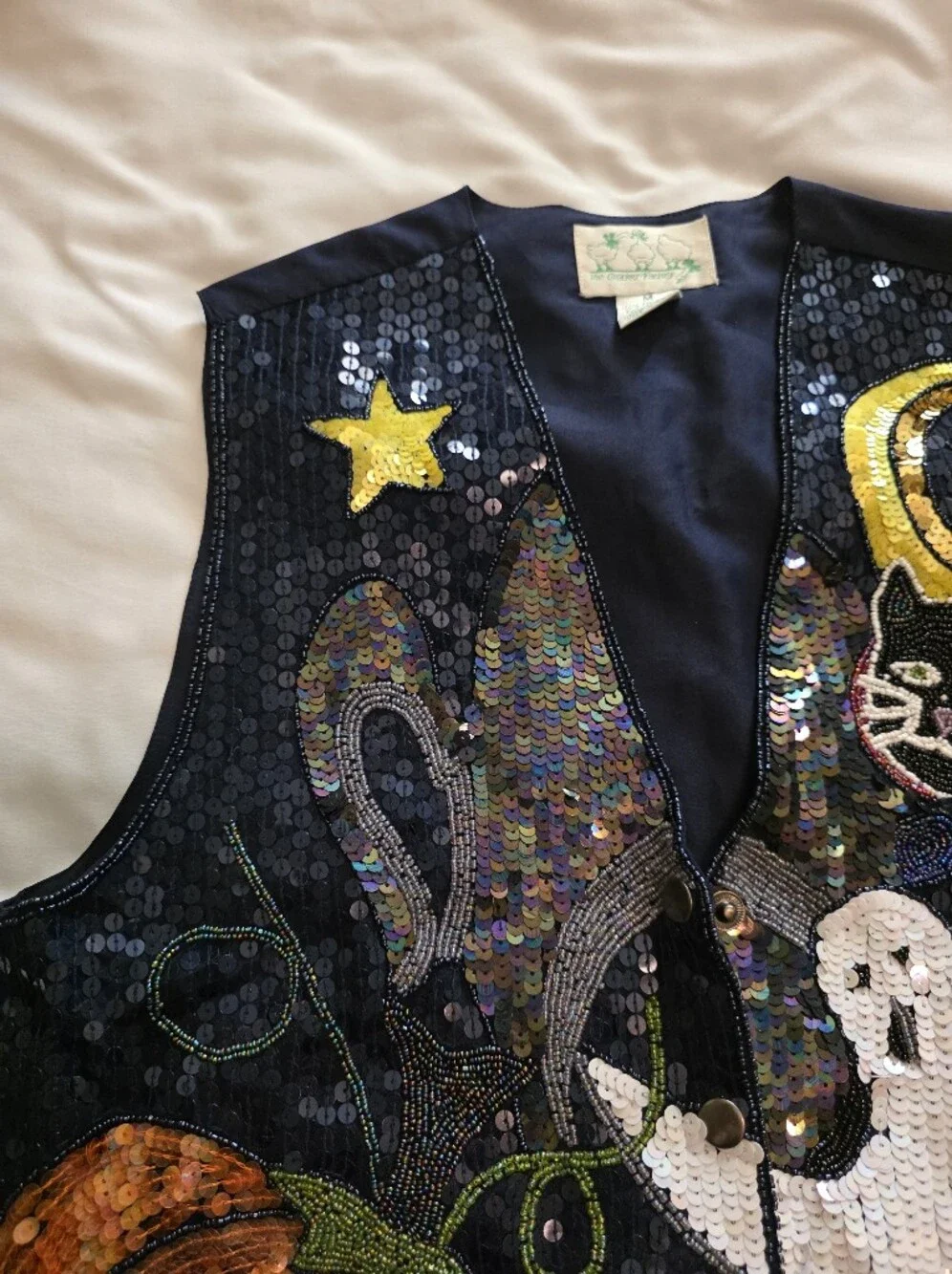 Vintage Halloween Sequin Vest The Quacker Factory